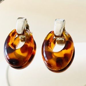 Vintage Tortoise Shell Lucite Earrings